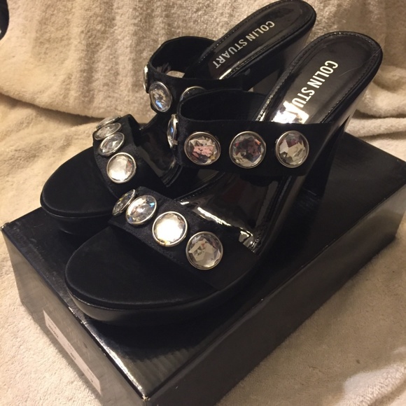 Colin Stuart black backless pumps - Picture 1 of 8